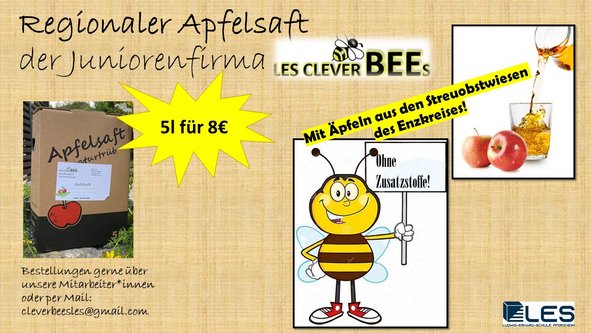 Apfelsaft-Werbung der LES CleverBees 2023