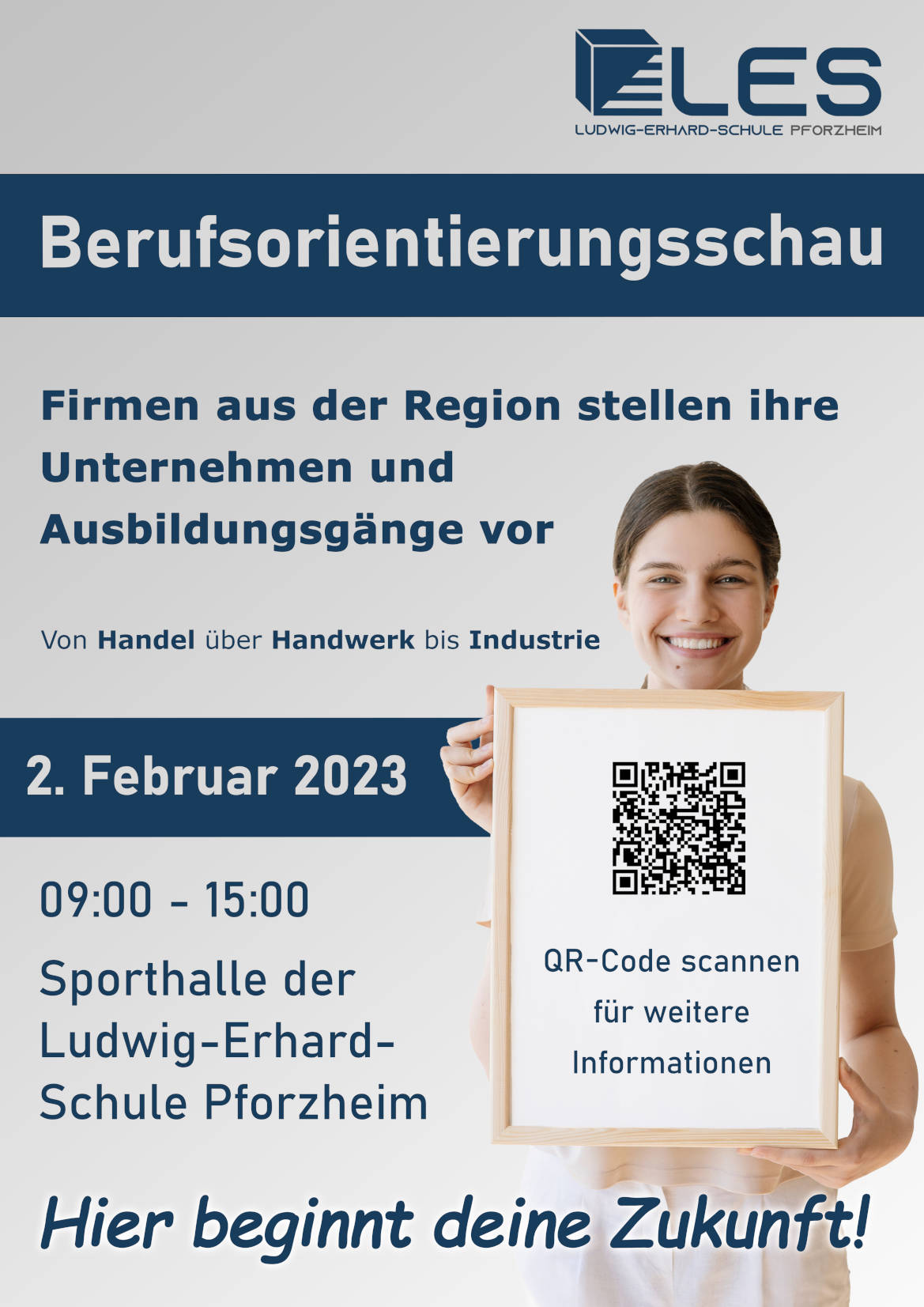 Plakat zur Berufsorientierungsschau der LES am 2.2.2023