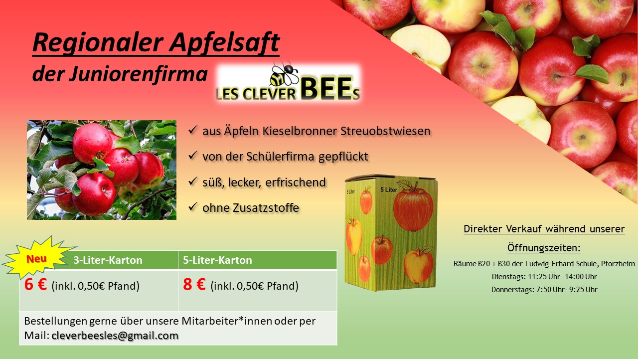 Apfelsaft-Werbeflyer LES CleverBEEs